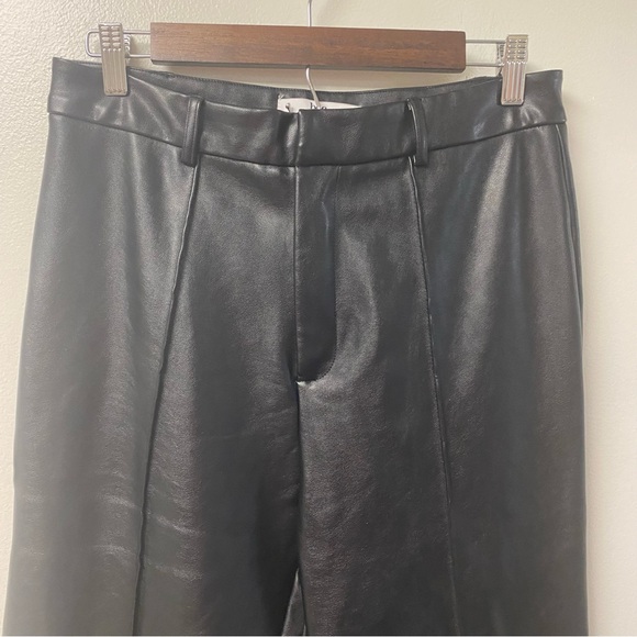 BOA Because of Alice Faux Leather Wide Leg Black Trousers Size Large - Picture 3 of 7